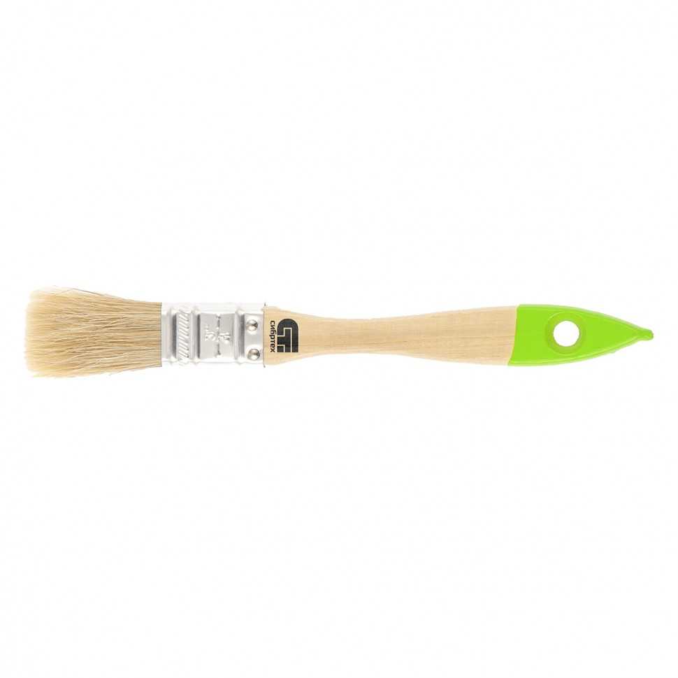 Кисть плоская 20 мм, натуральная щетина, деревянная ручка Сибртех Кисти плоские фото, изображение